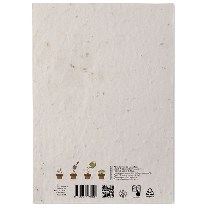 Papier A5 graines de fleurs