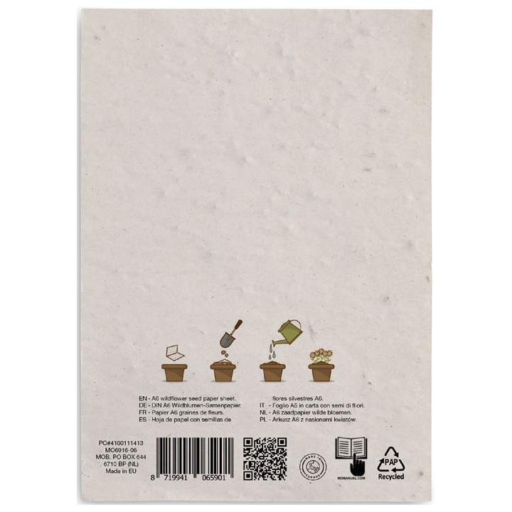 Papier A6 graines de fleurs