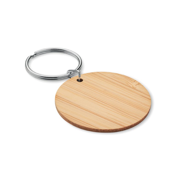 Porte-clés rond en bambou