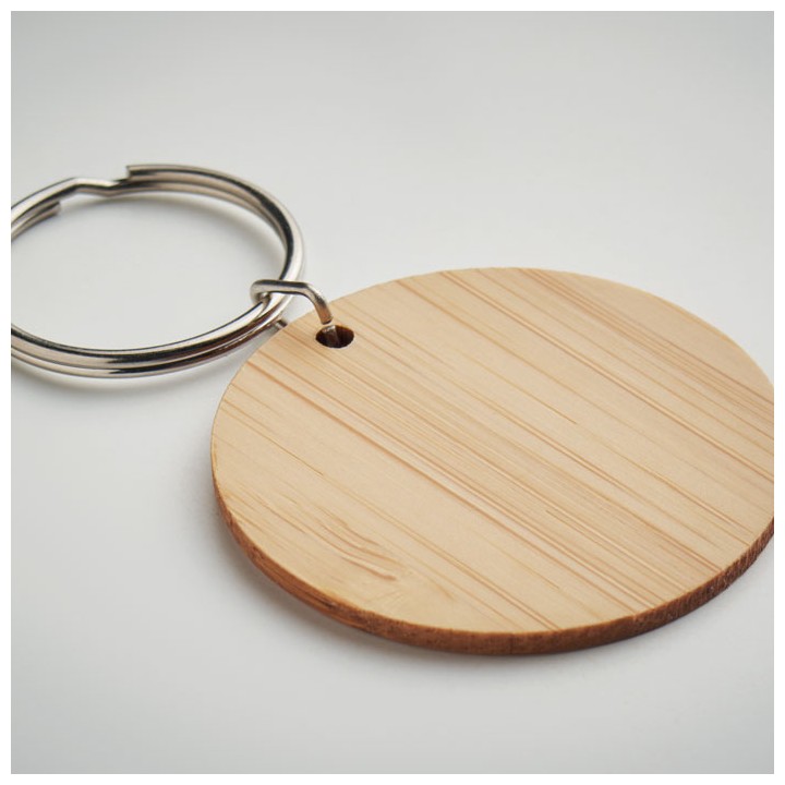Porte-clés rond en bambou