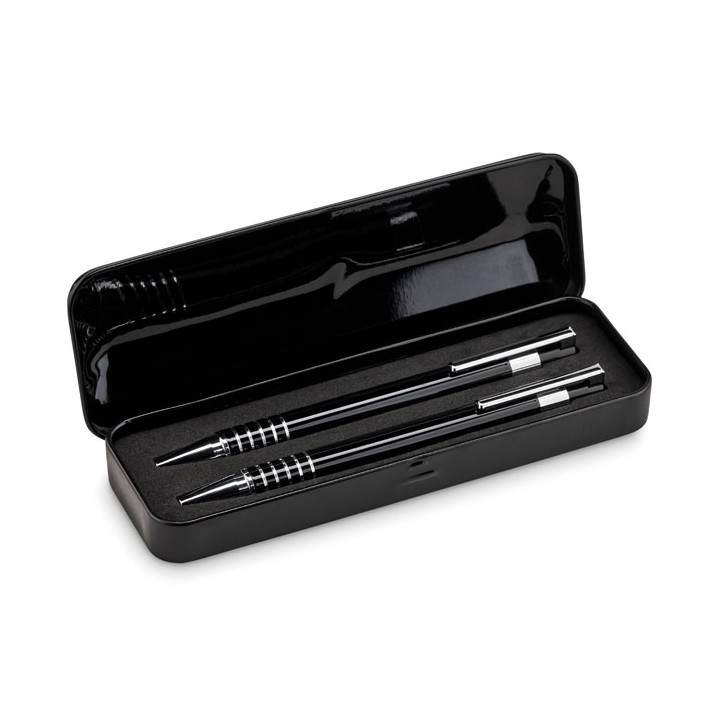 Set stylo bille étui métal