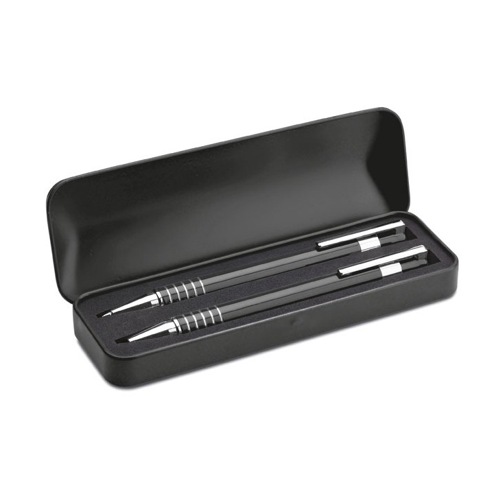Set stylo bille étui métal