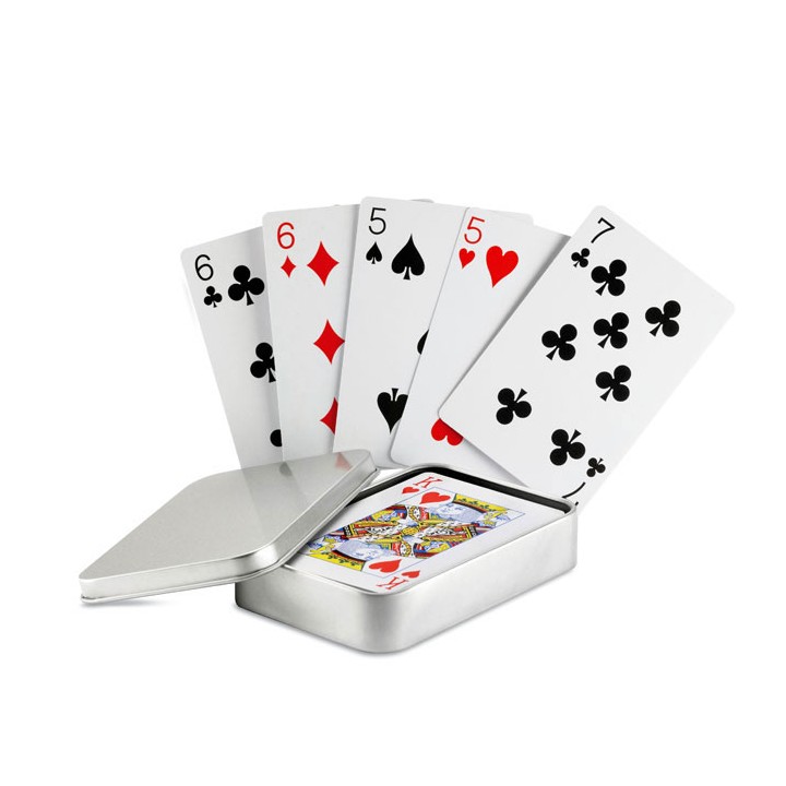 Cartes à jouer boîte étain
