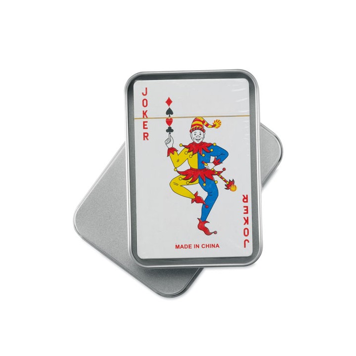 Cartes à jouer boîte étain
