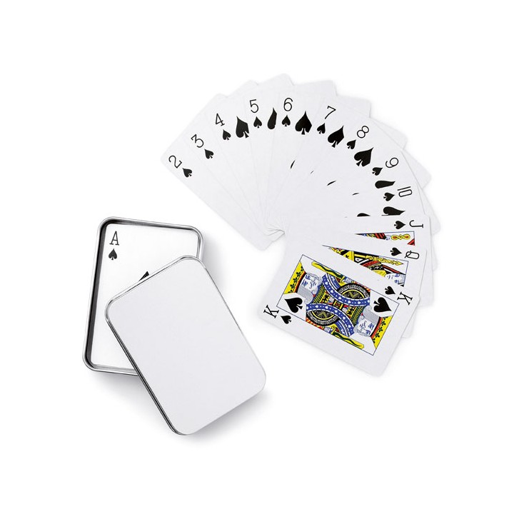 Cartes à jouer boîte étain