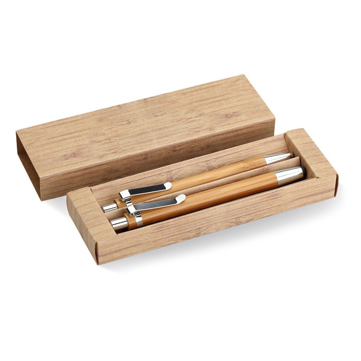 Coffret stylo et crayon en bam