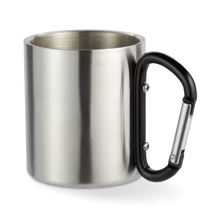 Mug acier et anse mousqueton.