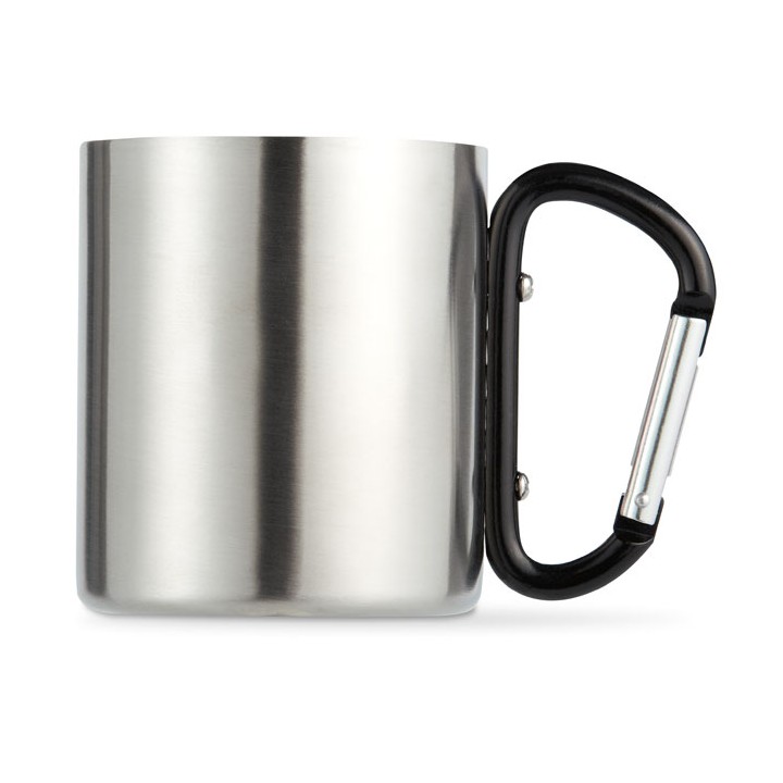 Mug acier et anse mousqueton.
