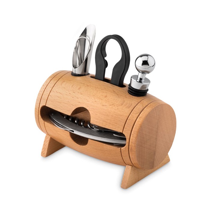 4 accessoires à vin en tonneau