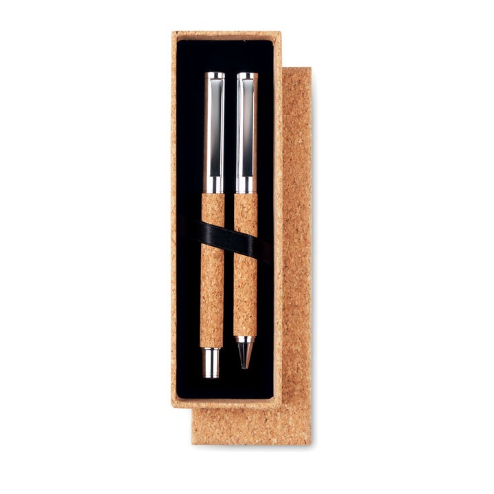 Stylo bille métal boîte liège