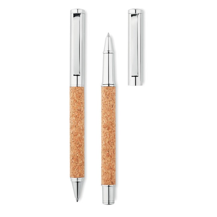 Stylo bille métal boîte liège