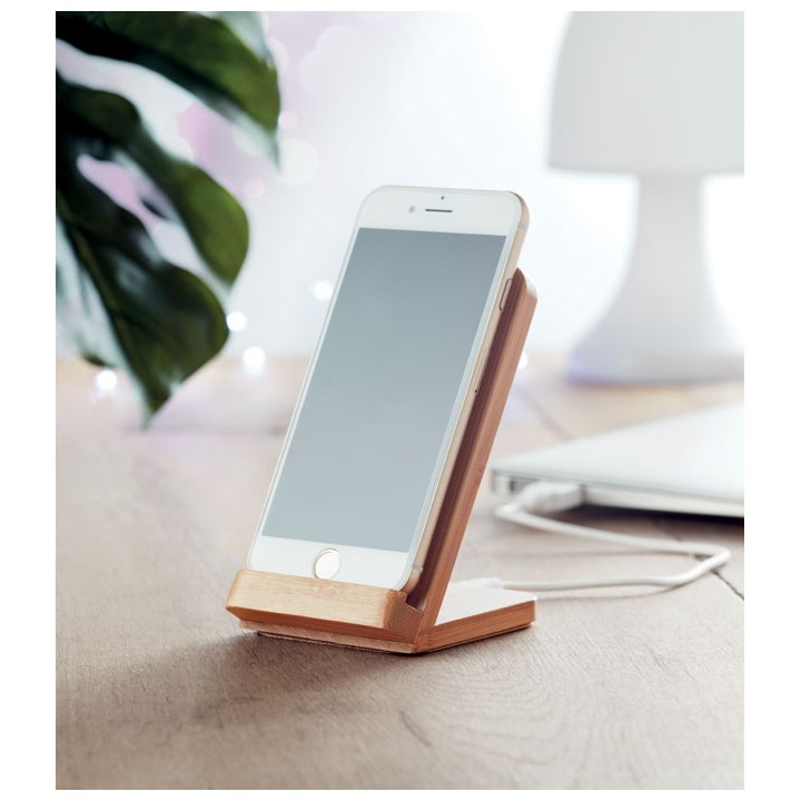 Chargeur sans fil en bambou