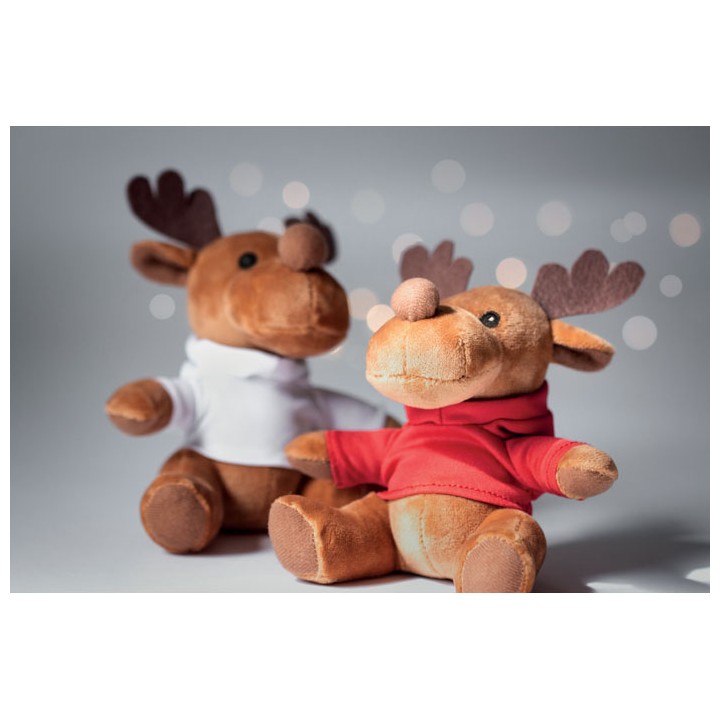 Renne en peluche avec capuche