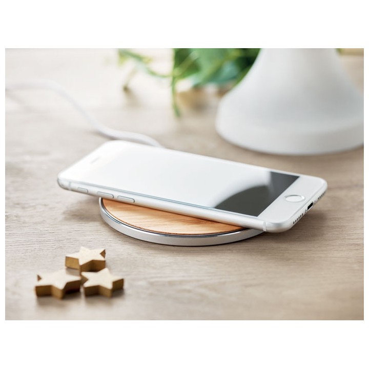 Chargeur sans fil en bambou