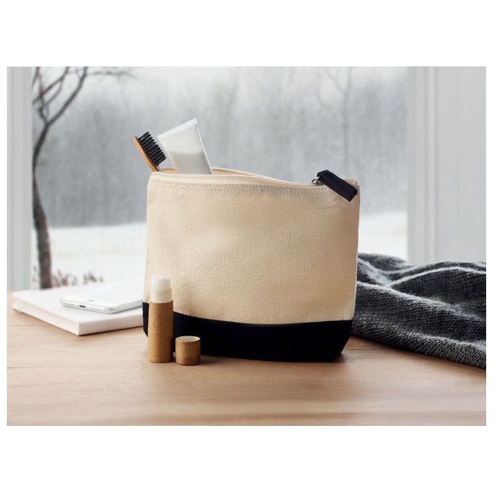Trousse en coton bicolore