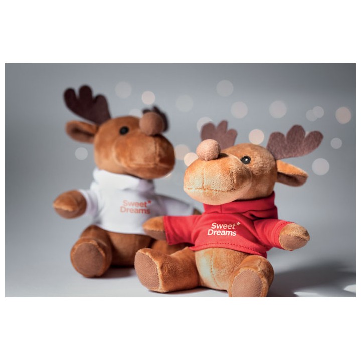 Renne en peluche avec capuche