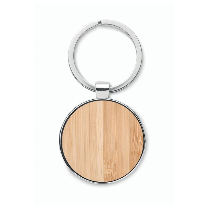 Porte-clés rond métal bambou