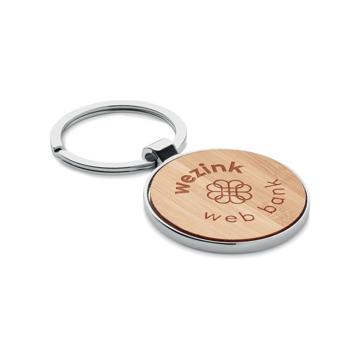 Porte-clés rond métal bambou