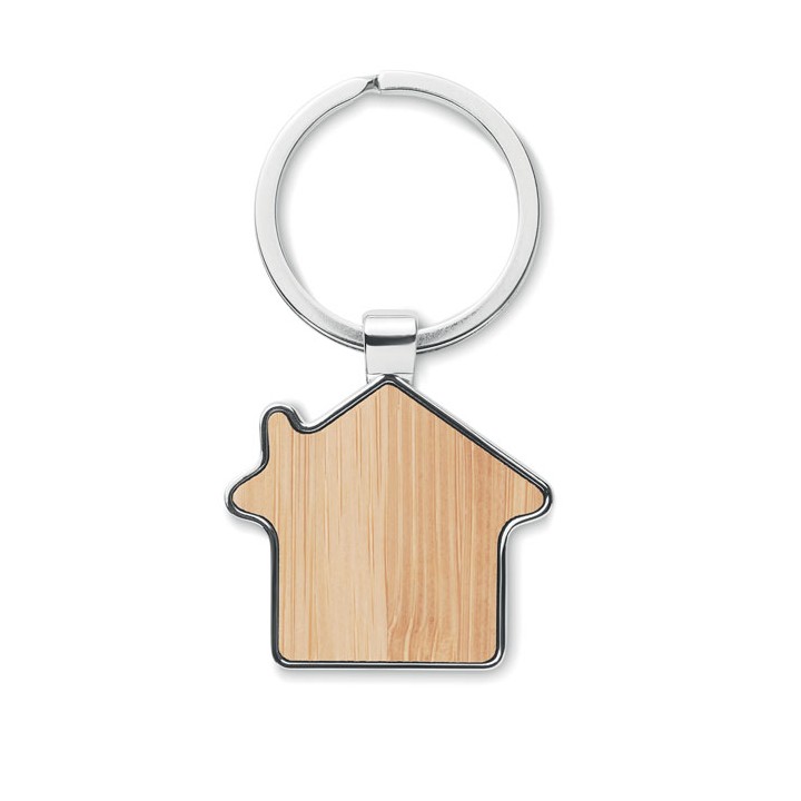 Porte-clés maison métal bambou