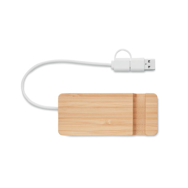 Hub USB 4 ports en bambou