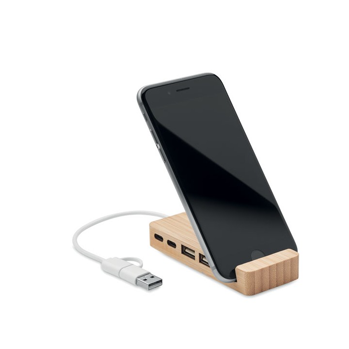 Hub USB 4 ports en bambou