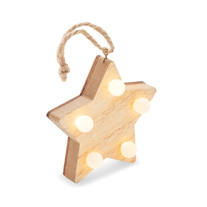 Étoile en bois avec lumières