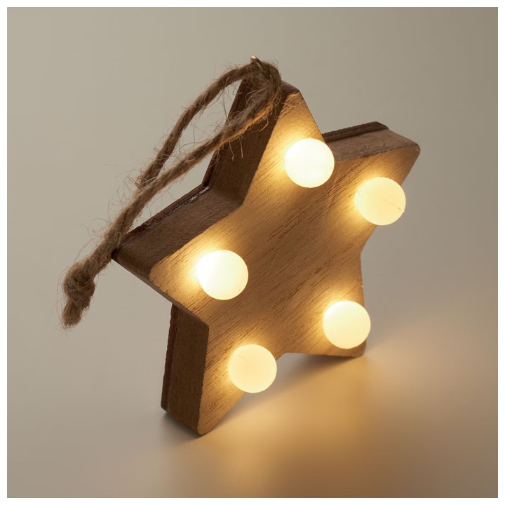 Étoile en bois avec lumières