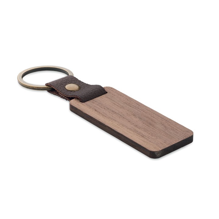 Porte-clés en noyer et PU