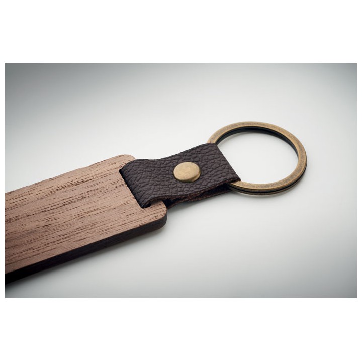 Porte-clés en noyer et PU