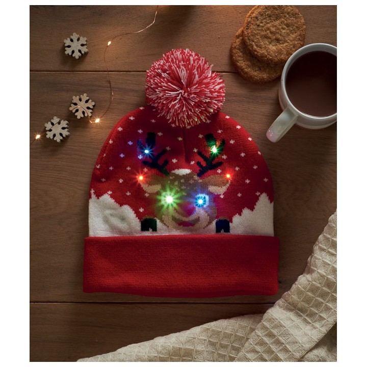 Bonnet de Noël tricoté avec LED