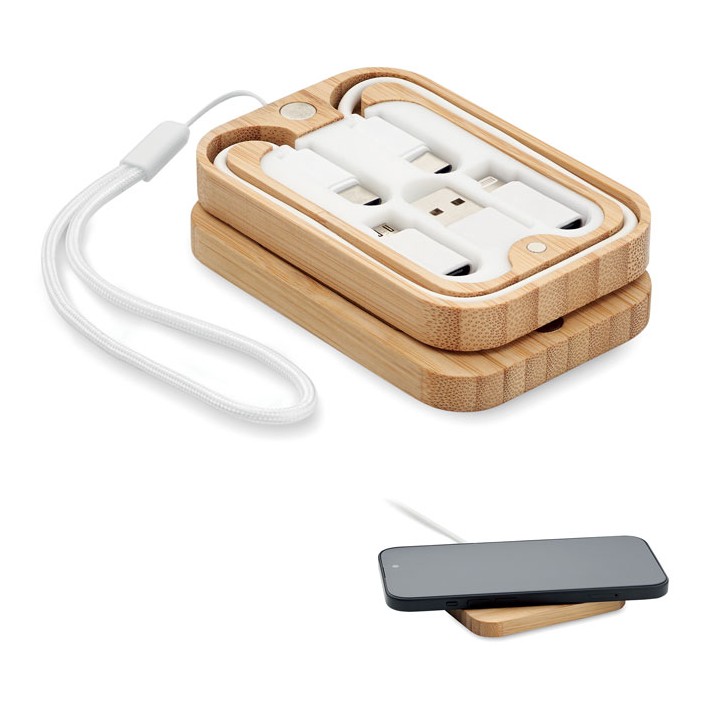 Chargeur sans fil 15W bambou