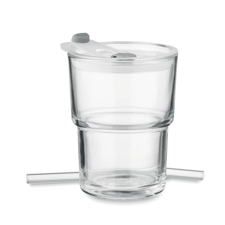 Gobelet verre et paille 400ml
