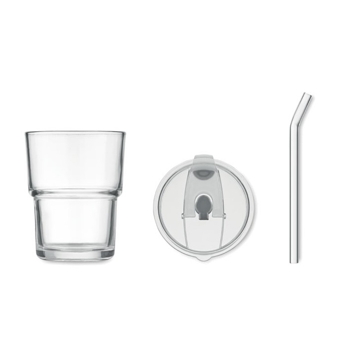 Gobelet verre et paille 400ml