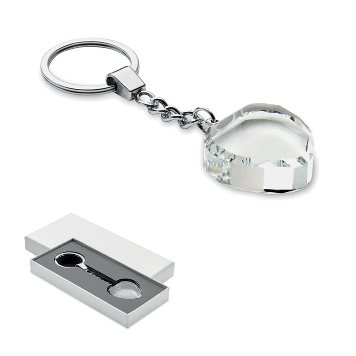 Porte-clés cœur en verre