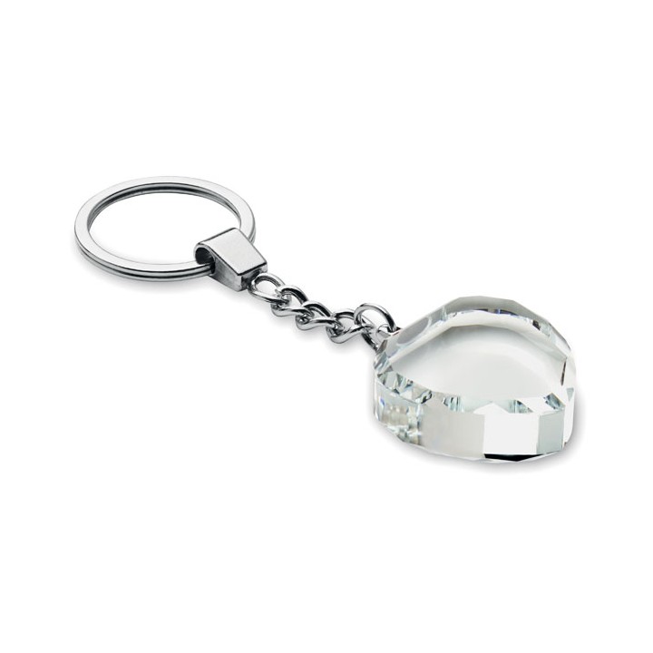 Porte-clés cœur en verre