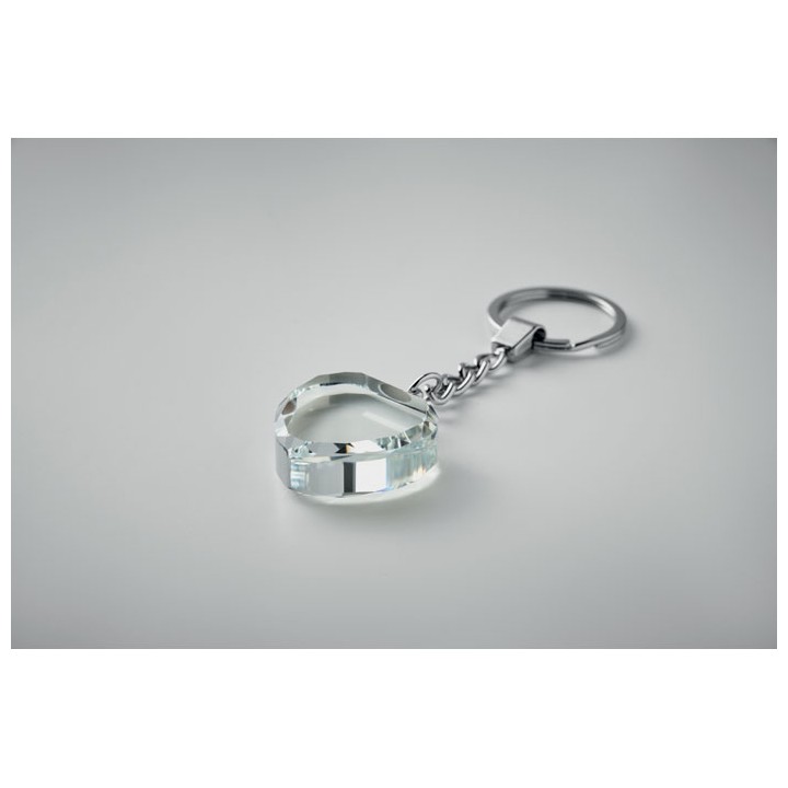 Porte-clés cœur en verre