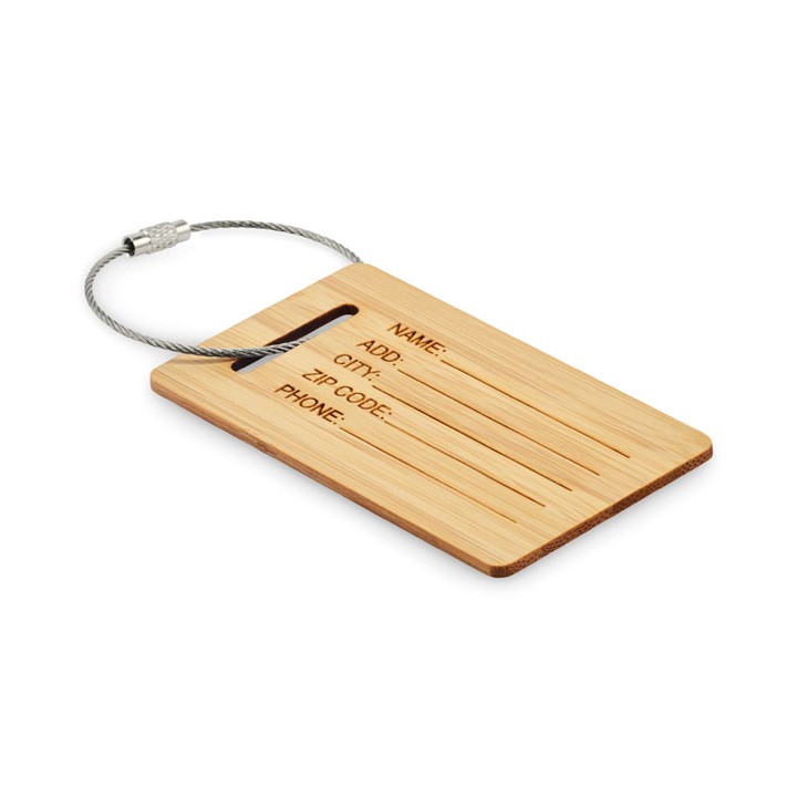 Étiquette de bagage en bambou