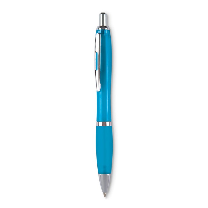 Stylo bille à l'encre bleue.