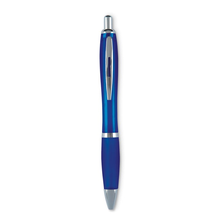Stylo bille à l'encre bleue.