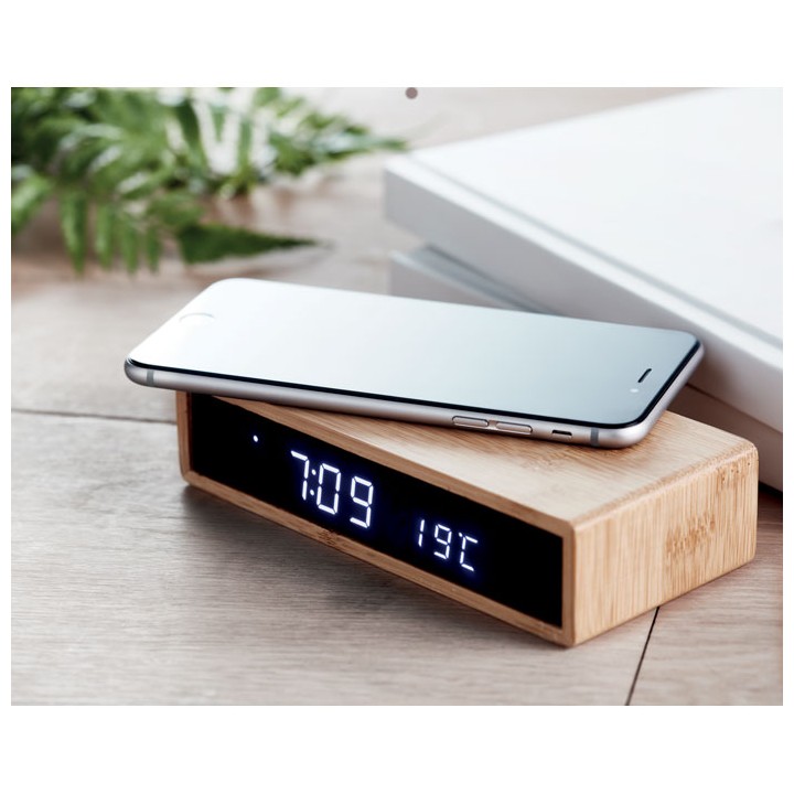 Chargeur sans fil en bambou