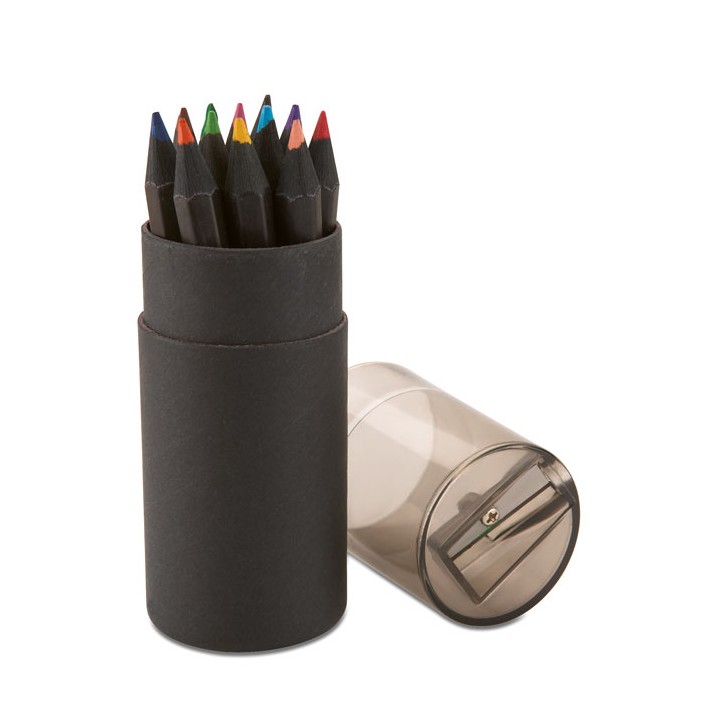 12 crayons de couleurs noirs