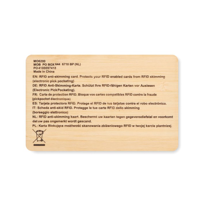 Carte RFID bambou