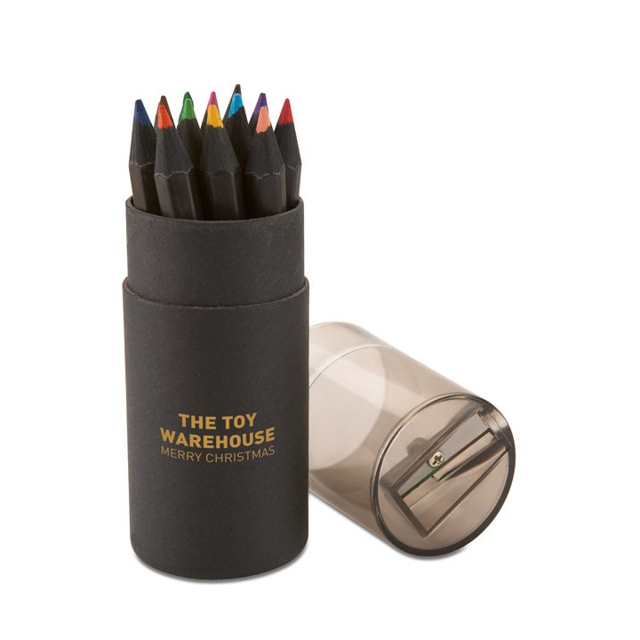 12 crayons de couleurs noirs