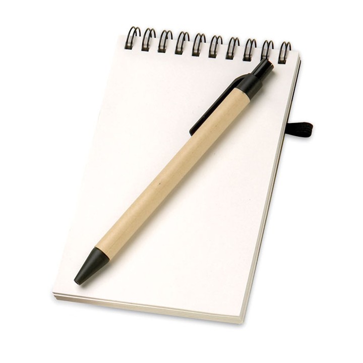 Bloc-notes recyclé et stylo
