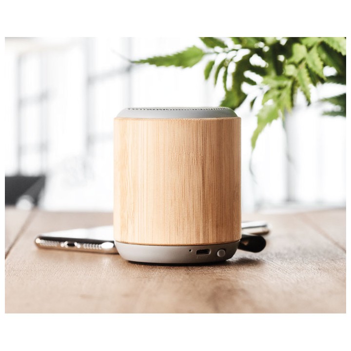 Haut-parleur sans fil en bambou