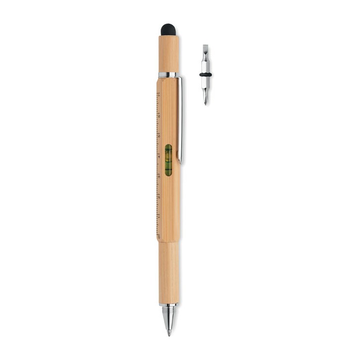 Stylo niveau à bulle en bambou