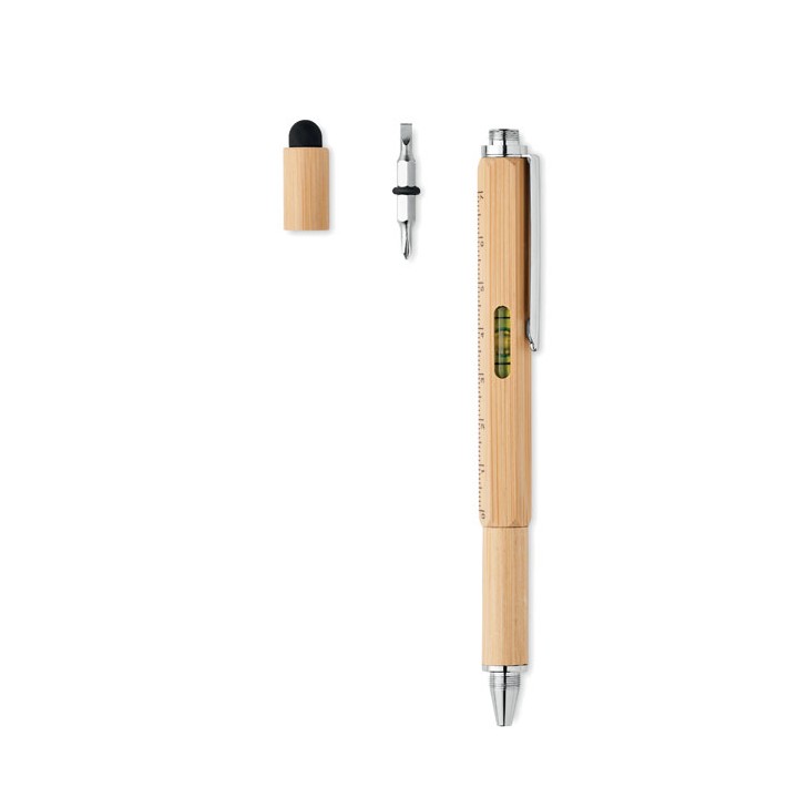 Stylo niveau à bulle en bambou