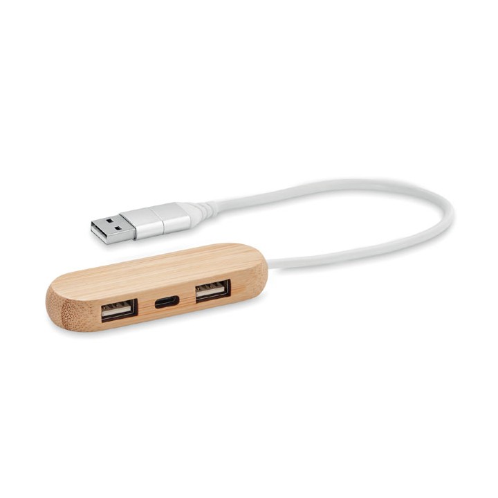 Hub USB 3 ports  câble 2 en 1