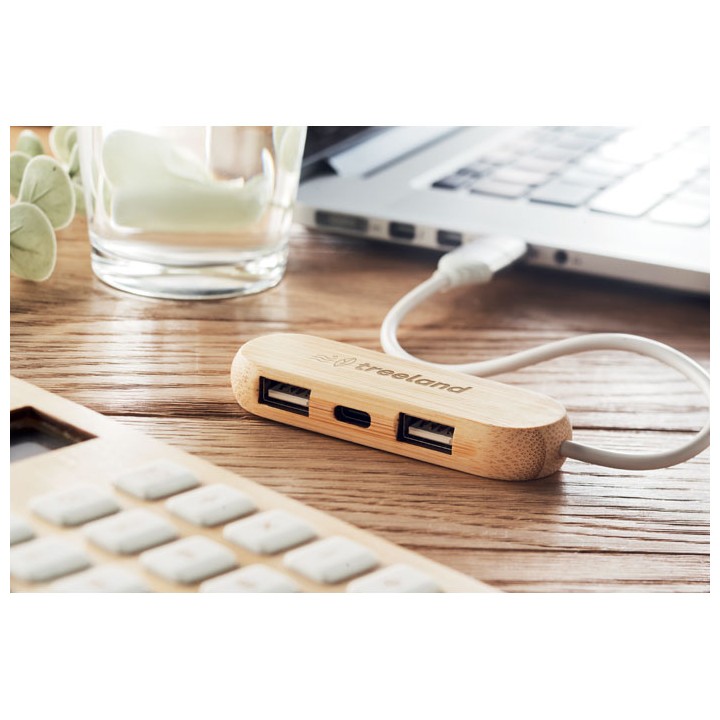 Hub USB 3 ports  câble 2 en 1