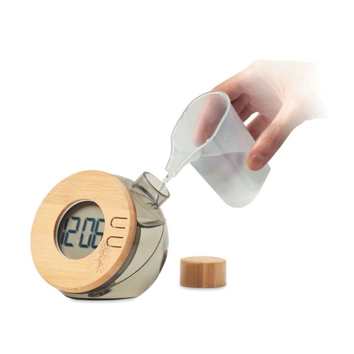 Horloge à eau LCD en bambou